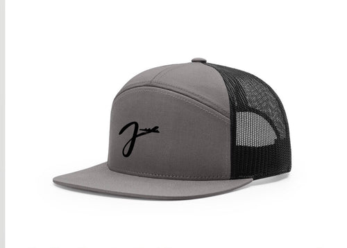 Signature Logo 7 Panel Trucker Hat (Grey)