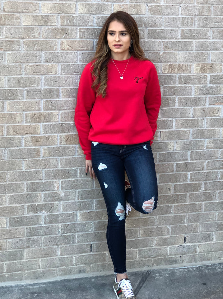 Embroidered Logo Sweatshirt (Red)